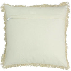 Back view of plain ivory natural cotton cushion