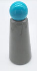 Skittle bottle, grey with blue bottle head, vacuum bottle, water bottle, hot and cold liquids