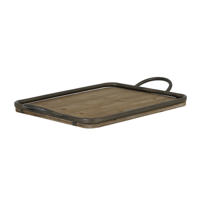 Moulon wood and zinc tray, small