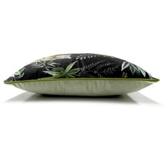 Side image of top tiger print and rear plain print in pistachio colour cushion