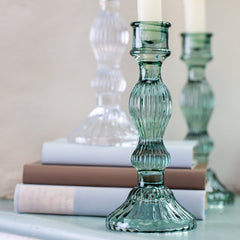Bella Green Glass Candle Holder