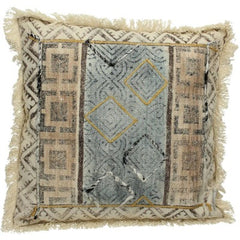 Blockprinted Blue Natural cushion