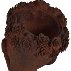 A top rear view of the Rusty Girl Planter, Small