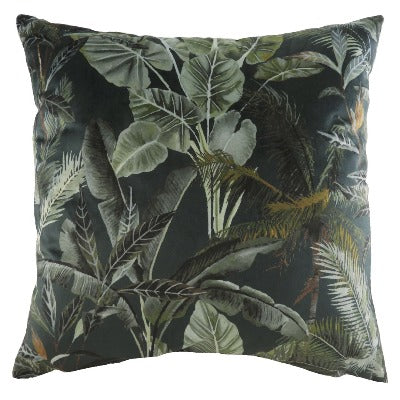 Kibale Velvet Jungle Leaves Cushion