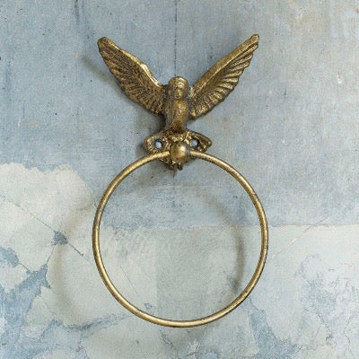 Bird Towel Ring, in antique bronze