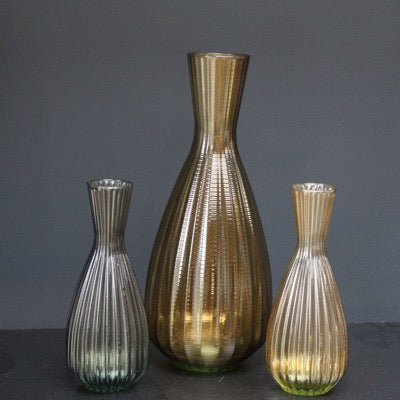 Riya Ribbed Tapered Vase, Taupe, Medium