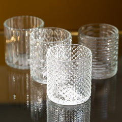 Tea Light Holly Glass, Set of 4 Assorted Designs