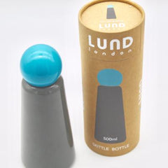 Skittle bottle grey, blue bottle head, vacuum bottle, hot and cold liquids, 500ml capacity, BPA free