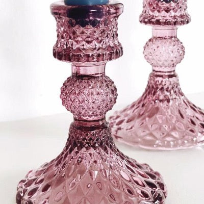 Harlequin Amethyst Glass Candle stick