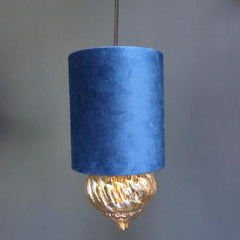 Velour Cylinder Lamp Shade in Petrol Blue
