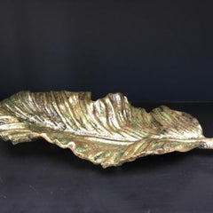 Rialto antique green decorative leaf platter, sculpture platter, elegant, imposing, opulent