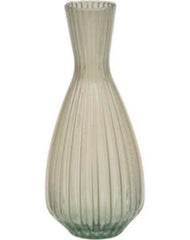 Gladys & Charles, Riya Ribbed Tapered Vase, Taupe, Large, recycled glass