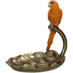 Carnaby Orange Parrot Trinket Dish.Intricately designed in an elaborate baroque style and cast in resin creates a captivating trinket tray and sculpture.