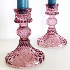 Harlequin Amethyst Glass Candlestick