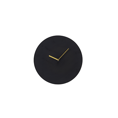 Waiwo circular wall clock, matt black, brass arms