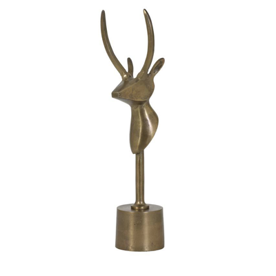 contemporary brass stag figurine on base