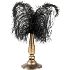 Black feathers centre piece on gold stand