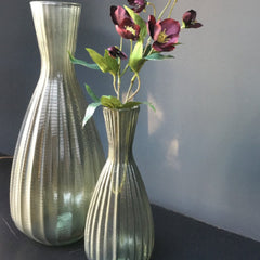 Riya ribbed tapered vase, taupe, medium, 100% European recycled glass