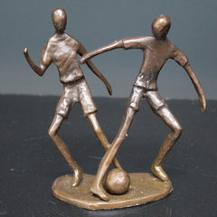 Two Footballers Solid Bronze Sculpture