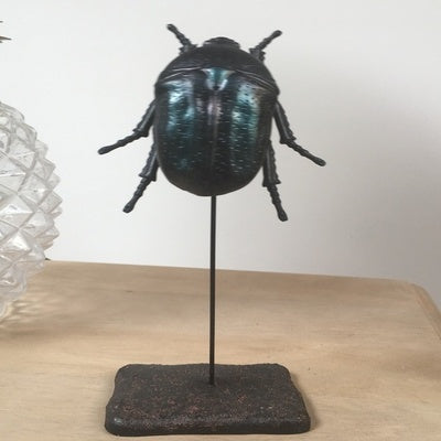 Blue Black Beetle Sculpture, Small
