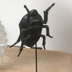 Blue Black Beetle Sculpture, Small