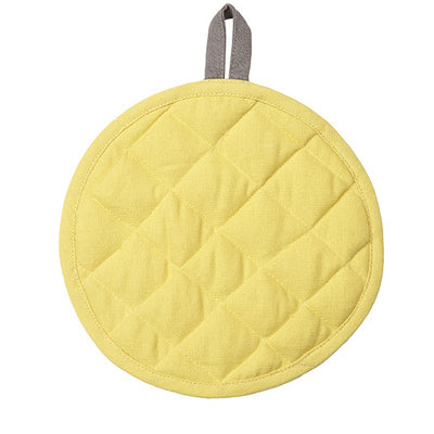 Pot Holder Barista-Style in Tuscan Yellow British Colour Standard, featuring a gunmetal grey loop, for easy of reach