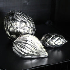 Silver Aluminium Nypa Fruit, Raffia Nut & Artichoke Sculptures