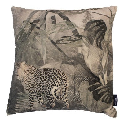Velvet Jungle Cushion Grey