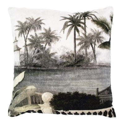 Velvet Palms Grey Cushion