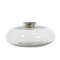 frizz helder glass tealight medium, glass bronze tea light candle holder