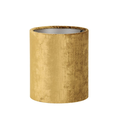 Velour cylinder lampshade in gold, 17 x 17 x 23 cm